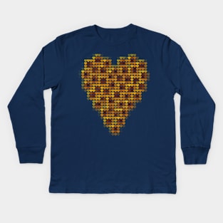 Sunflower Yellow Valentines Day Heart Filled with Hearts Kids Long Sleeve T-Shirt